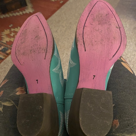 These boots are like new.  Worn one time.  Turquoise color. - Picture 4 of 4